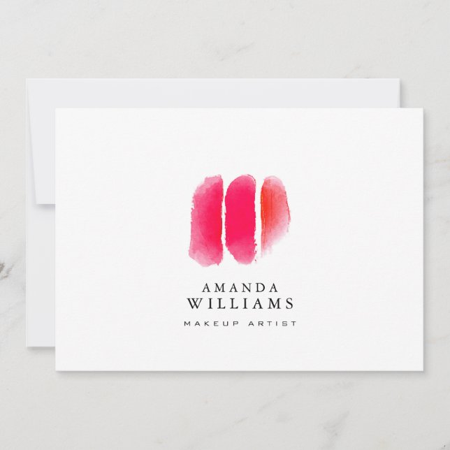 Red Watercolor Makeup Swatches Flat Notecard (Front)