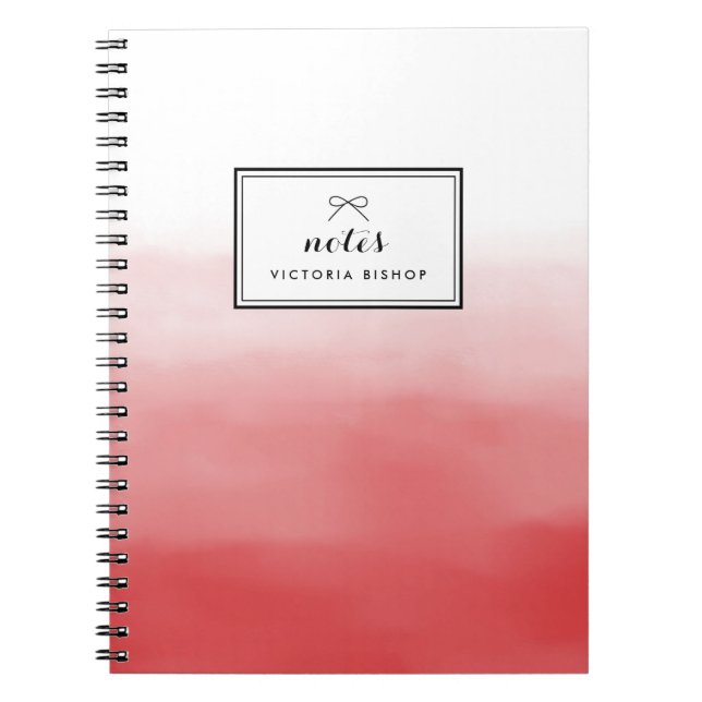 Red Watercolor Ombre Personalized Notebook (Front)