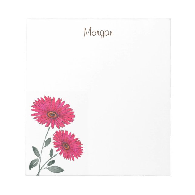 Red Watercolor, Pen & Ink Gerbs Notepad (Front)