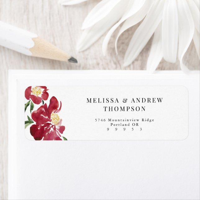 Red watercolor Peonies Wedding (Insitu)