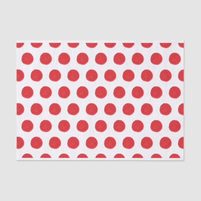 Red Watercolor Polka Dots Tissue Paper (Front)