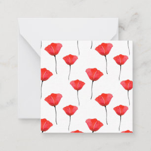 Red Watercolor Poppies Pattern Card