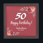 Red Watercolor Rose Floral 50th Birthday Gift Box<br><div class="desc">Red Watercolor Rose Floral 50th Birthday Gift Box. Watercolor roses in red and orange colours. Add name and celebration date. You can change the age number.</div>