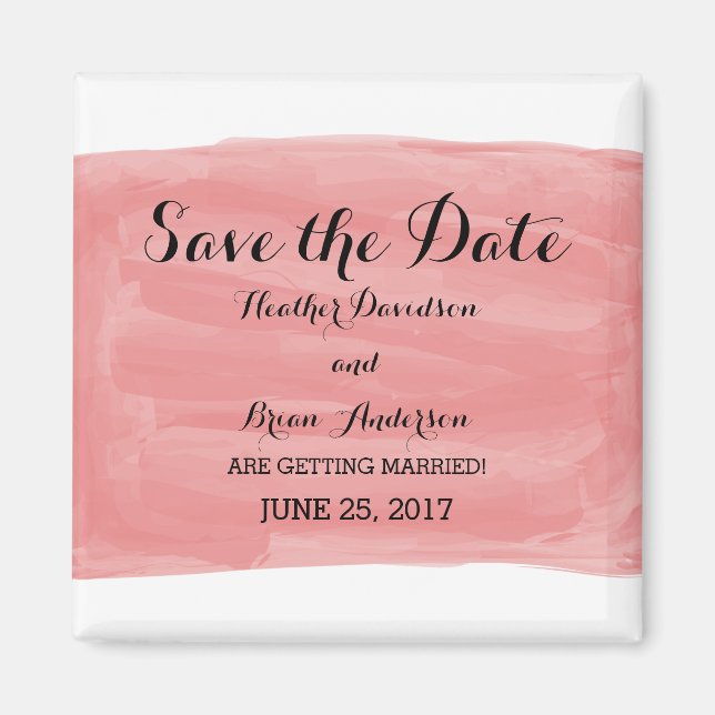 Red Watercolor Save the Date Magnet (Front)