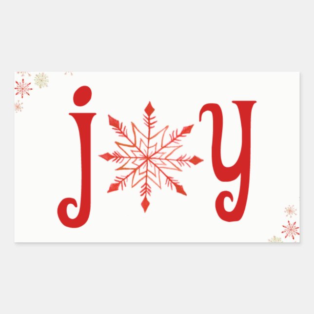Red Watercolor Snowflake Joy Stickers (Front)