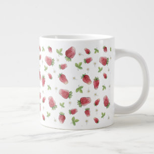Red Watercolor Strawberries Large Coffee Mug