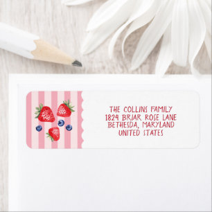 Red Watercolor Strawberry Blueberry Return Address