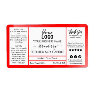 Red Watercolor Strawberry Scented Soy Candle