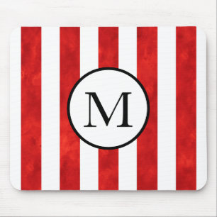 Red Watercolor Stripes Mouse Pad