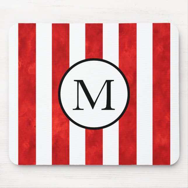 Red Watercolor Stripes Mouse Pad (Front)
