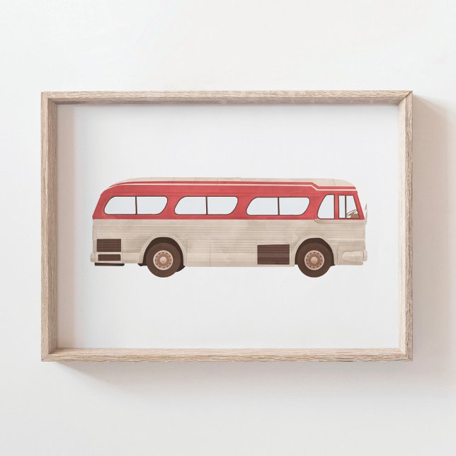 Red Watercolor Vintage Bus Poster (Creator Uploaded)