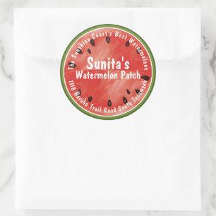 Red Watermelon Business Produce Three Inch Classic Round Sticker