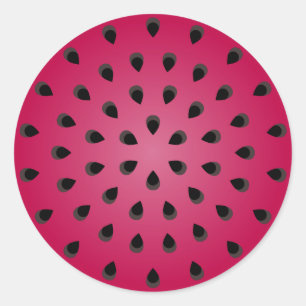 Red watermelon chunk with seeds classic round sticker