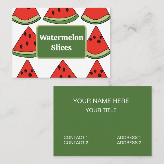 Red Watermelon Slice Fruit Business Card (Front/Back)