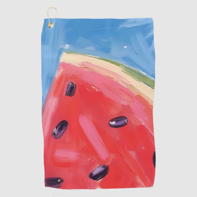 Red Watermelon | Watercolor Fruit Painting Golf Towel (Front)