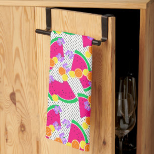 Red Watermelon Yellow Lemons Tropical Kitchen Towel