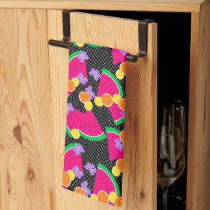 Red Watermelon Yellow Lemons Tropical Kitchen Towel