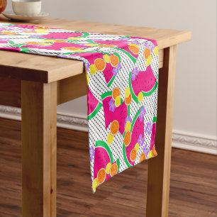 Red Watermelon Yellow Lemons Tropical on white Short Table Runner