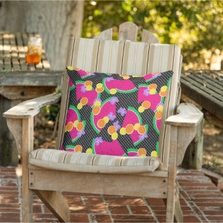 Red Watermelon Yellow Lemons Tropical Outdoor Pillow