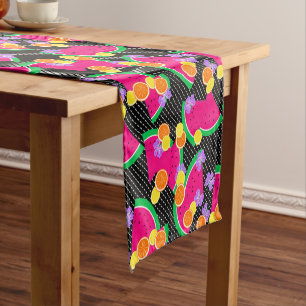 Red Watermelon Yellow Lemons Tropical Short Table Runner
