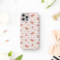 Red Watermelons, Hearts, Stripes, Summer Pattern