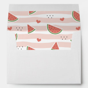 Red Watermelons, Hearts, Stripes, Summer Pattern Envelope