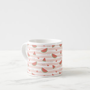 Red Watermelons, Hearts, Stripes, Summer Pattern Espresso Cup