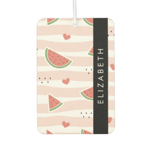 Red Watermelons, Hearts, Stripes, Your Name Air Freshener