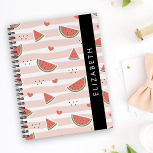 Red Watermelons, Hearts, Stripes, Your Name Planner