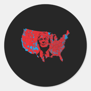 Red Wave Map Of Usa In The Trump 2024 Presidential Classic Round Sticker