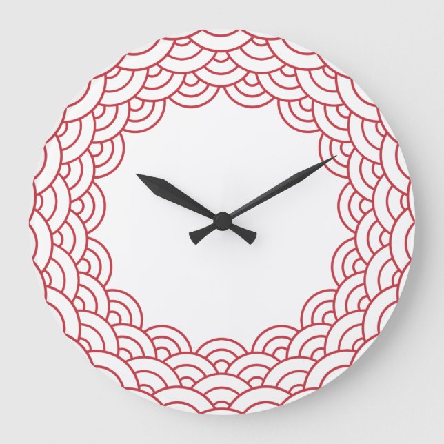 Red Waves "Seigaiha" WAGARA Large Clock (Front)