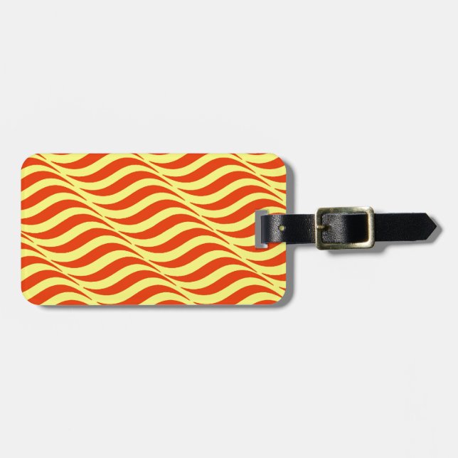 Red Waves Yellow Sky Luggage Tag (Front Horizontal)