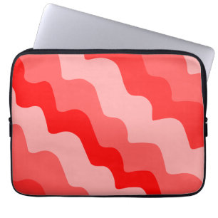 Red wavy ocean waves gradient laptop sleeve