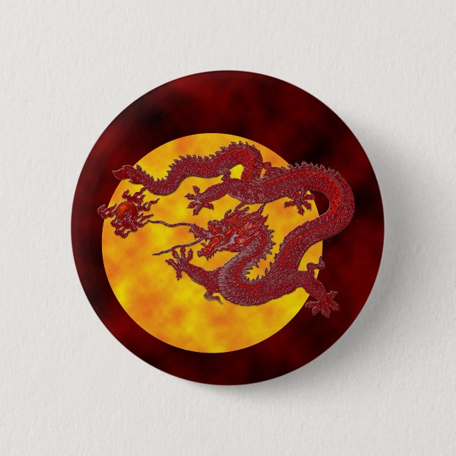 Red Wax Dragon 2 Inch Round Button (Front)