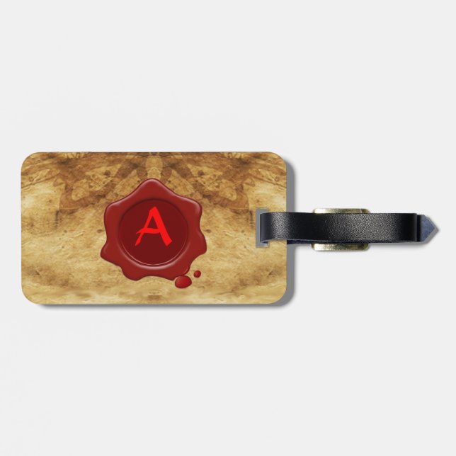 RED WAX SEAL OLD PARCHMENT Monogram Luggage Tag (Back Horizontal)