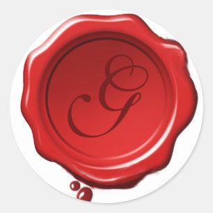 RED  WAX SEAL  Round Monogram