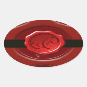 RED  WAX SEAL WITH BLACK STRIPE  Monogram