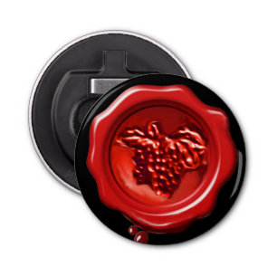 RED WAX SEAL WITH GRAPES BOTTLE OPENER