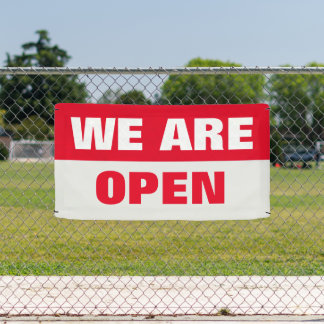 Red we are open template business banner sign