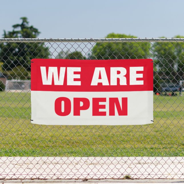 Red we are open template business banner sign (Insitu)
