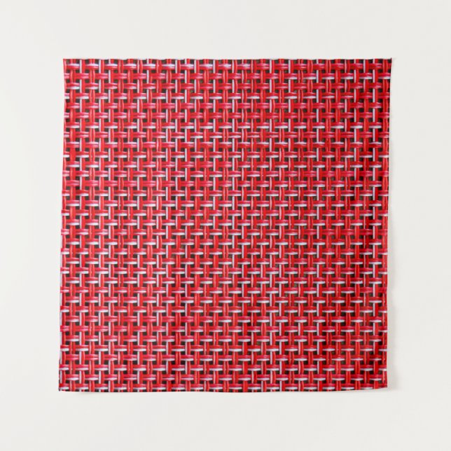 Red weave seamless texture of bamboo wicker rattan tapestry (Front)