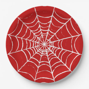 Red Web Paper Plate