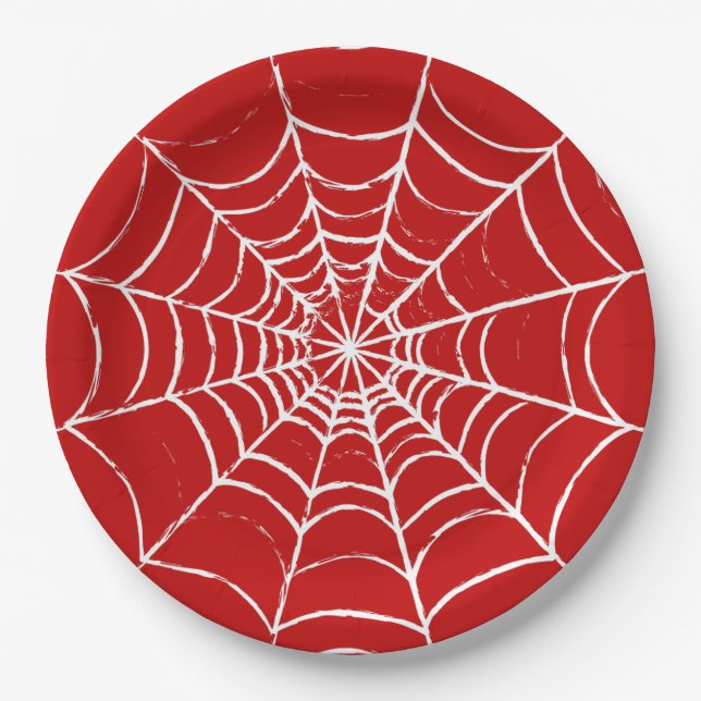 Red Web Paper Plate (Front)