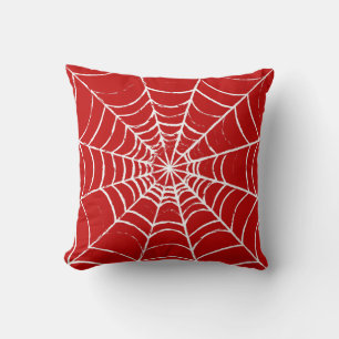 Red Web Throw Pillow