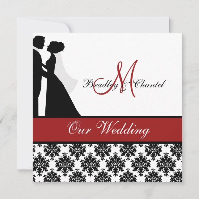 Red Wedding Couple Wedding Invitation (Front)