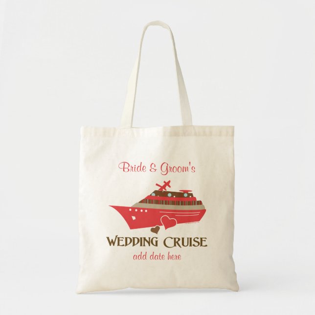 Red Wedding Cruise Tote Bag Customizable (Front)