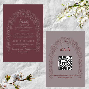 Red Wedding Floral Gate Enclosure Card