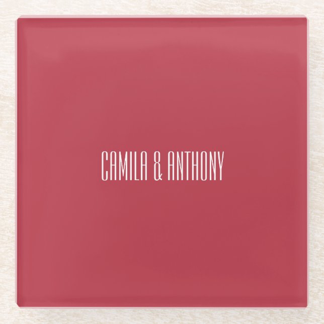 Red Wedding Glass Coaster (Front)