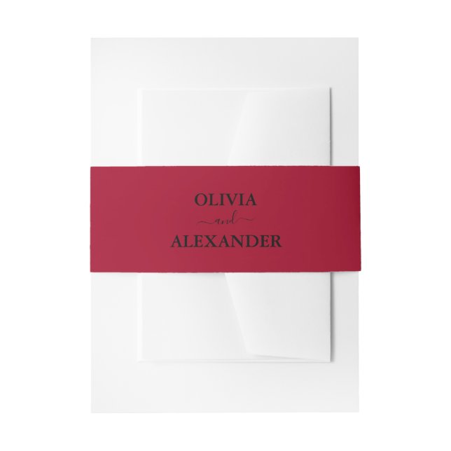 Red Wedding Invitation Belly Band (Front Example)