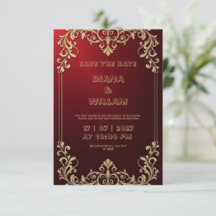 Red wedding invitation evokes luxury